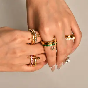 1pc European and American Cross-Border High-End Layered Diamond-Studded Gold Wrapped Ring Unique Design