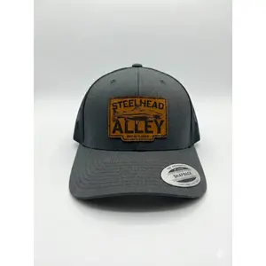 Steelhead Alley Charcoal Leather Patch Trucker Hat