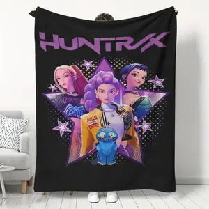 Women's Team Print Blanket, Sci-Fi Adventure Anime Theme, Flannel Throw for Bed Sofa Chair, Perfect Gift for Christmas Halloween New Year