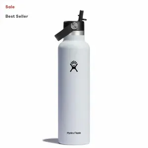 Hydro Flask 24 oz Standard Mouth Bottle with Flex Straw Cap - Double-Wall Insulation