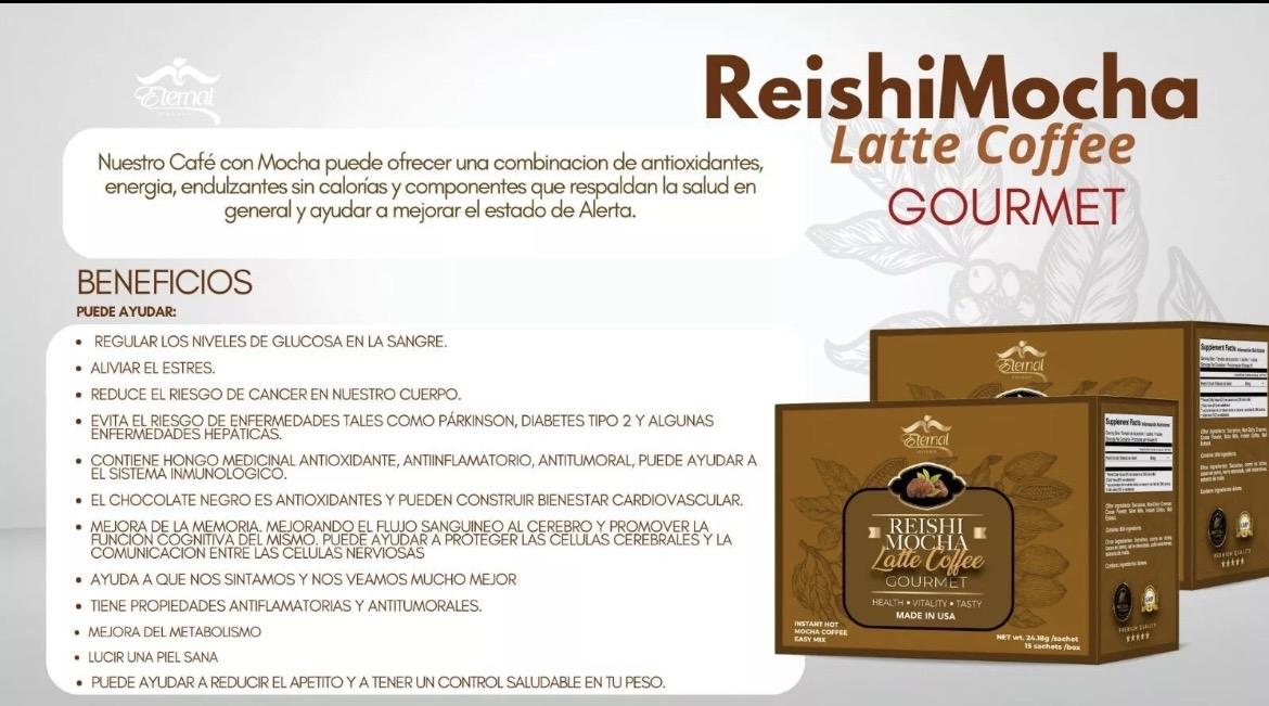 Eternal Ganoderma Moca Café Latte Instant Coffee Beverage 24 oz, Made in USA, Refreshing Coffee, Ambient Flavor, Easy Mix