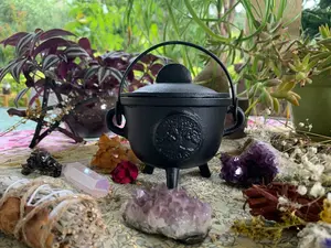 Tree of Life Cast Iron Cauldron w/ lid