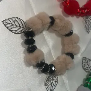 Brown puff ball bracelet