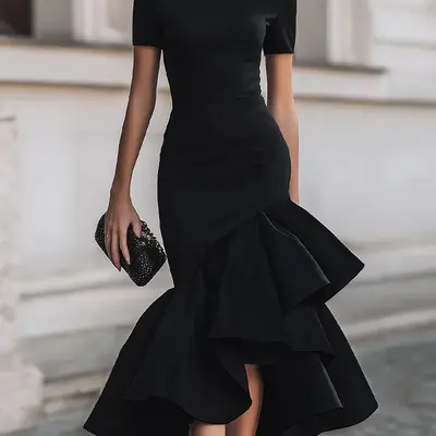 Black Formal Dresses Ruffled - TikTok Shop