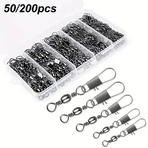 50/200pcs Fishing B-Type Connector Crimp Quick Snap Swivel