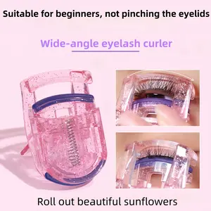 Shining Pink Eyelash Curler Set with Replacement Tape & Stainless Steel Tweezers for Beginners Durable Shaping Enhance Eye Makeup Effect Big Eyes Specialized Women's Curler