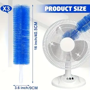 3pcs Long Multi-Functional Fan Cleaning Brushes - Durable, Flexible, Reusable & Washable for Fans, Air Conditioners, Shutters, Windows & Doors - Manual Dust Collector, No Power Needed, Cleaning Accessories, Sleek Brush Design, Flexible Bristles,summervibe