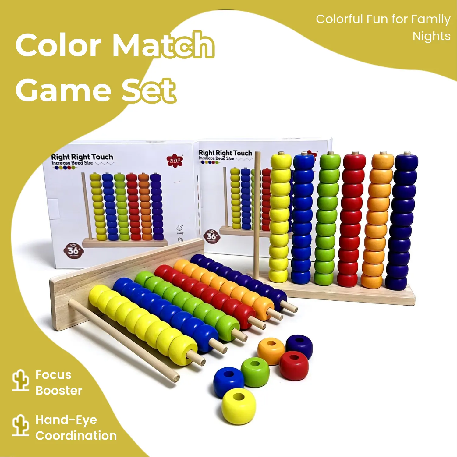 100% Solid Wood Color Stack Challenge Sets (2 Large) - DIY Woodwork Toy Math Learning Tools, Home Decor, Children's Gift for Birthdays, Family Fun Activity to Boost Focus