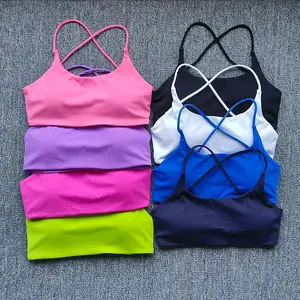 running bra Sexy Women Cross Strap Sports Bra Push Up Sport Bra Top Yoga Gym Crop Top Brassiere Fitness Top Sport Breathable Beauty Back Bra