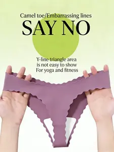 QQ 20pcs Women's Seamless Wavy-Edge Underwear，Solid & leopard prints. Soft, skin-friendly fabric.thin, breathable, invisible, anti-roll.Blends fashion and comfort. Womenswear Day Everyday Panties Pieces Summer Style Clothes Lingerie panties thong thongs