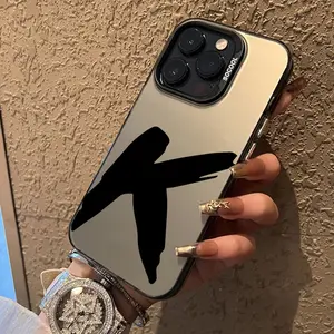 Minimalist simple letter K Pattern Phone Case for iPhone 16 15 14 Pro Max 13 12 11 XR XS Plus E Shockproof Drop Protective Durable PC Smartphone Cover Cellphone Casing