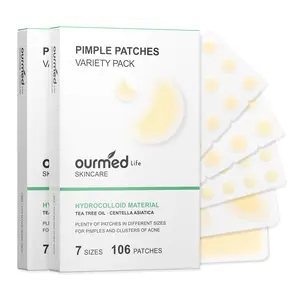 Ourmed Life Hydrocolloid Pimple Patches for Face (106/212 Count, 7 Shapes) – Invisible Acne Patches with Salicylic Acid, Tea Tree Oil & Centella, Ultra‑Thin Zit Stickers for Overnight Spot Treatment