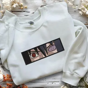 Sasuke Embroidered Hoodie Sweatshirt, Anime Sasuke Sharingan Rinnegan Hoodie Sweatshirt, Sasuke Embroidered Shirt, Gift for Sasuke Fans
