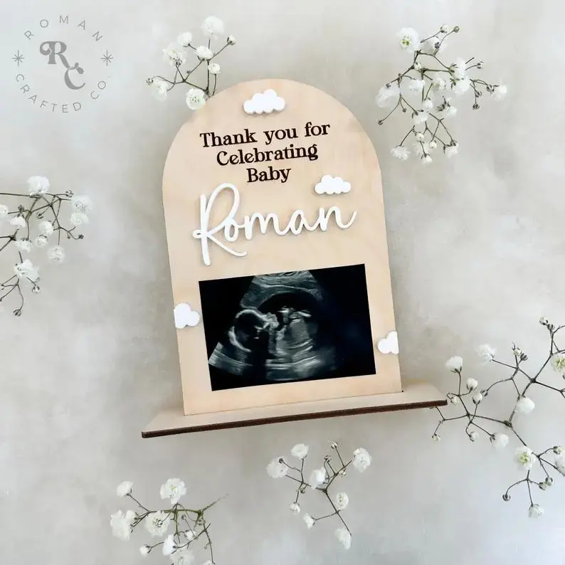 Personalized Cloud Baby Shower Table Sign with Photo