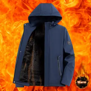 Men's winter fleece-lined warm jacket, high-quality windproof full-zip jacket, fully closed with a long zipper, built-in pockets, machine washable, heavy-duty snow jacket, suitable for skiing, snowboarding, and everyday winter wear Casual Coats