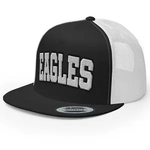 RIVEMUG NX Retro Eagles Embroidered Flat Bill Trucker Hat High Crown Adjustable Cap