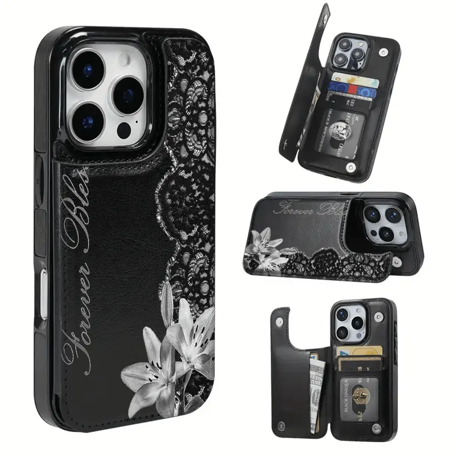 Phone Case: Blessed Forever Patterned, The Practical TPU Phone Case with Pattern Design Features a Card Slot and Multiple Functions Such as Bank Cards and Public Transportation Cards. It Is Suitable for IPhone16promax, 16 15pro 14PLUS, 13 12Pro Max