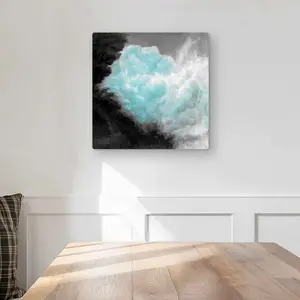 Begin Home Decor C1MP1616RKLB86 16 x 16 in. Turquoise Clouds - Bathroom White Metal Print Wall Art for Home Decor