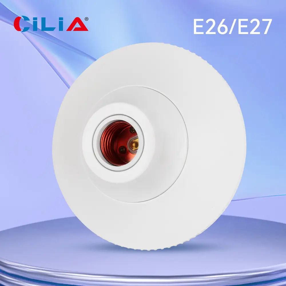 CILIA E26/E27 LampSocket Bulb Pendant Holder, Suitable for 110V-250V Voltage, light fixture Textured Round Fixed Base Bracket, Simple White nut Socket, Suitable for Home, Office, and Industrial use.