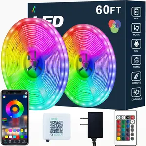 Led Strip Lights,60ft  Sync Color Changing, Built-in Mic, App Control LED Tape Lights with Remote,5050 RGB Rope Light Strips