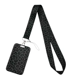Midnight Leopard Lanyard with ID Holder – Durable Badge Holder for Nurses & Healthcare Workers reels