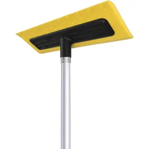 Never-Scratch SnowBuster,16.5-Foot Snow Roof Rake,EVA Soft Foam Pad Snow Removal Tool,Aluminum Handle,S-Push/Pull for Roof,Panels,Car Snow, and Leaves,Yellow