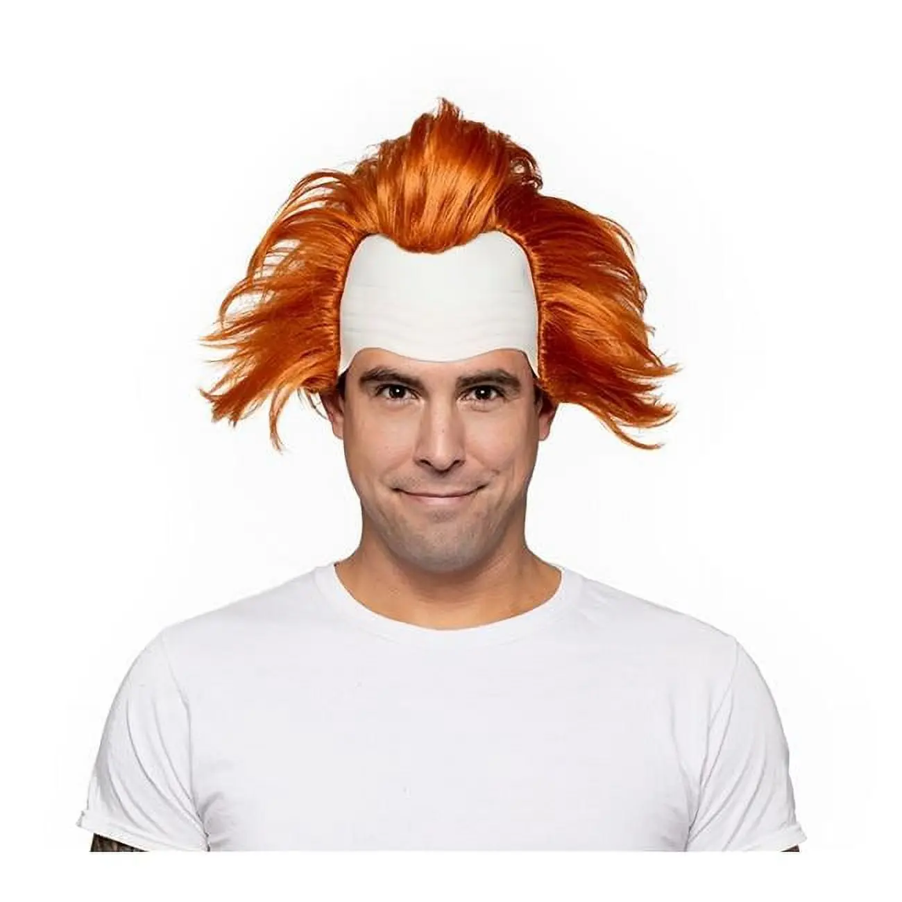 212 MAIN Enigma 00085 ORG Synthetic Fiber Costume Wig, Orange Wiseguy Wig for IT Movie Cosplay, Unisex Wear, 1 Size with Adjustable Cap, One Size