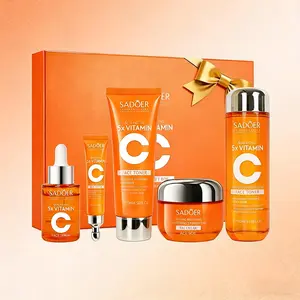 6-Piece Hydrating Skincare Set with Vitamin C , Face Care Kit Includes Toner, Serum, Cleanser, Moisturizer, Eye Cream & Body Lotion | Valentine’s Day Gift for Women