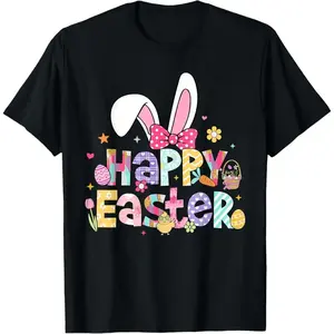 Happy Easter 2026 Cute Bunny Rabbit Easter Day Women T-Shirt  Breathable T-shirt
