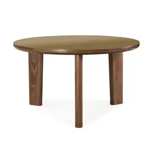 Oani 51" Walnut and Glass Round Dining Table