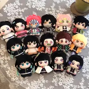 Demon Slayer Figure Anime Plush Doll Fans Gift Q Version Toy Gifts Kamado Nezuko Keyrings Cartoon Character Keychains Bag Charms