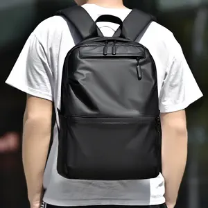 Black Water-Resistant Laptop Backpack for Men, Slim Business Travel Backpack with Multiple Compartments, Fits 15.6 Inch Notebook for Work & Daily Use