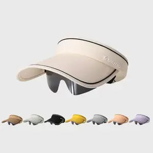 Sun Visor Hat with Built in Sunglasses UV Protection Adjustable Visor Cap for Women Men Outdoor Running Golf Tennis Hiking Cycling Lightweight Breathable Summer Hat Multiple Colors Available