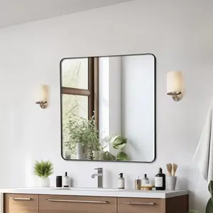 VEVOR Wall Mounted Makeup Mirror, 0.15 Thick, 36x 36 Mirror with Aluminium Alloy Frame Explosion-Proof Film, Scratch-Resistant Mirror with Z-Shaped Bracket, Fit for Bathroom/Bedroom/Living Room