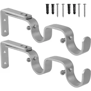 Heavy Duty Curtain Rod Brackets - Adjustable Double Rod Holders, 1 Inch (2 PCS, )