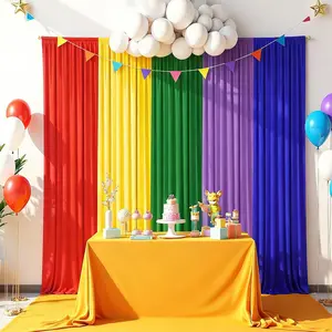 10x10FT Rainbow Backdrop Curtains - 5 Panels Colorful Curtain Backdrop for Party Decorations, Wrinkle-Resistant Cloth Backdrop for Birthday,  Shower, Wedding, Photography Background