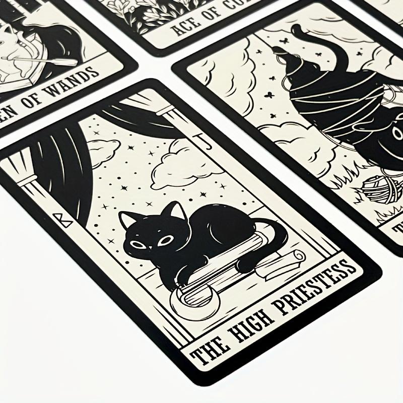 Charming Cat Tarot Cards Game - Ideal Gift for Cat Enthusiasts, Family Fun Night, Christmas & Halloween Entertainment, Black and White Illustrated Deck with Detailed Cat Designs