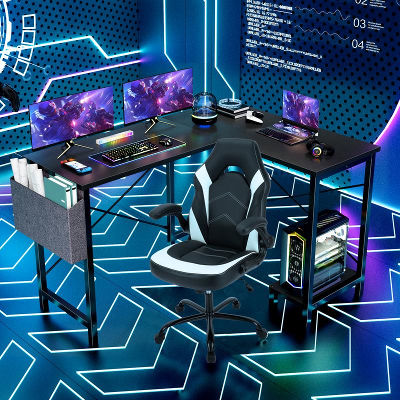 Sweet Furniture Computer Desk-50 Inch L Shaped Office Desk with Storage and CPU Stand, Modern Writing PC Wood Work Desk for Home Office Gifts gamer