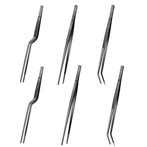 A Set of 6/3 Pcs 12 inch Kitchen Cooking Tweezers,Professional Stainless Steel Food Tongs,Black Long Feeding Tongs,Chef Tweezer Tongs for Cooking,Plating,Decorating and BBQ,Hand Tools Kits