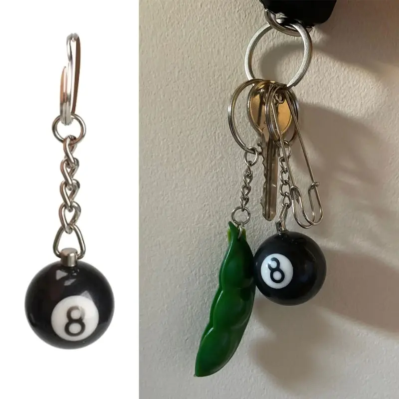 Fashion Creative Billiard Pool Keychain Table Ball Key Ring Lucky Black No.8 Key Chain 25Mm Resin Ball Jewelry Gift NONE