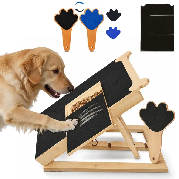 Dog Nail Scratch Board Set with Treat Box & Mini Scratch Pad – Stress-Free Dog Scratch Pad for Nails – Natural Nail File Board, Alternative to Nail Grinders & Clippers for Dogs&Cats of All Sizes
