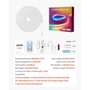 fathersdaygift  VEVOR LED Neon Rope Light, 16.4 ft, Flexible RGB-IC LED Strip Light, Control with App/Remote, Works with Alexa Google Assistant, Music Syncing, Custom DIY Neon Flex Lights, for Bedroom Gaming Indoor