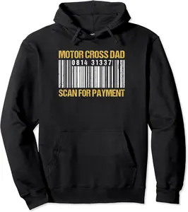 Motor Cross Dad Scan For Payment - Barcode Motor Cross Dad Pullover Hoodie - Farhadheid Shop 97B09MP1C3PY