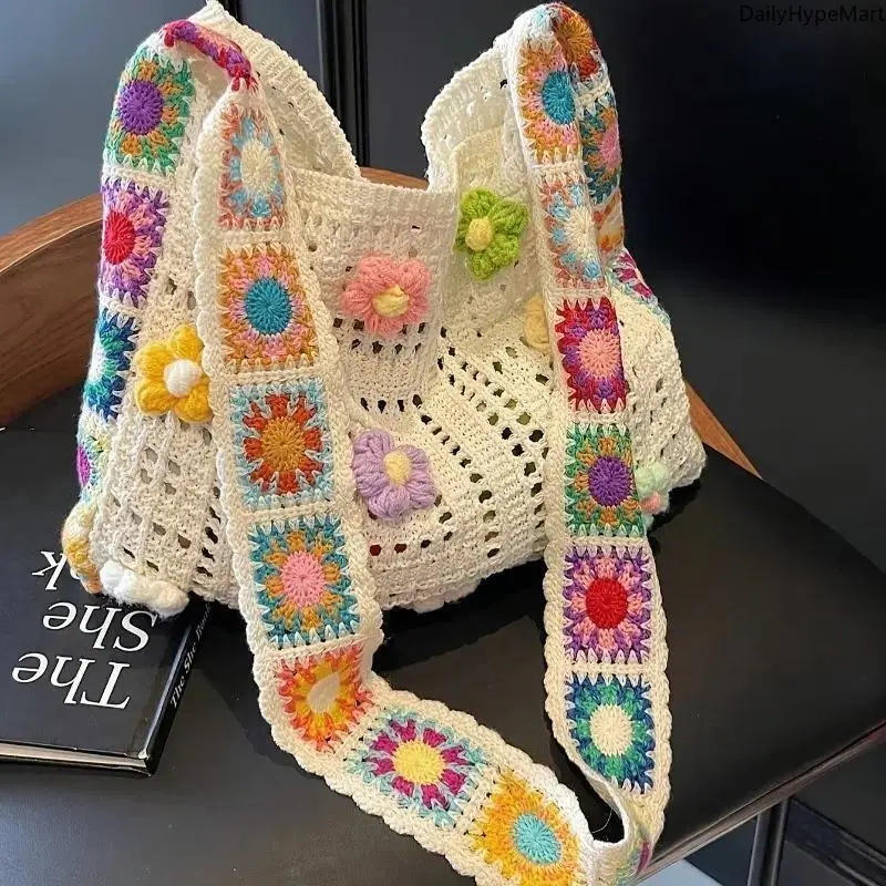 Bohemian Floral Patchwork Handbags for Women, Retro Casual Crossbody Purse with Flowers, Lightweight for Daily Travel and Commute, Bohemian Casual Purse, Crossbody Shoulder Bags, Female, Daily Use, Shoulder Strap, Outdoors, Purses Crossbody Bag