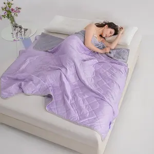 Silky Cool Blanket Ultra-Fine Fibers Temperature Balance Low-Allergen Double-Sided Quilting Lightweight Breathable All-Season Comfort Machine Washable