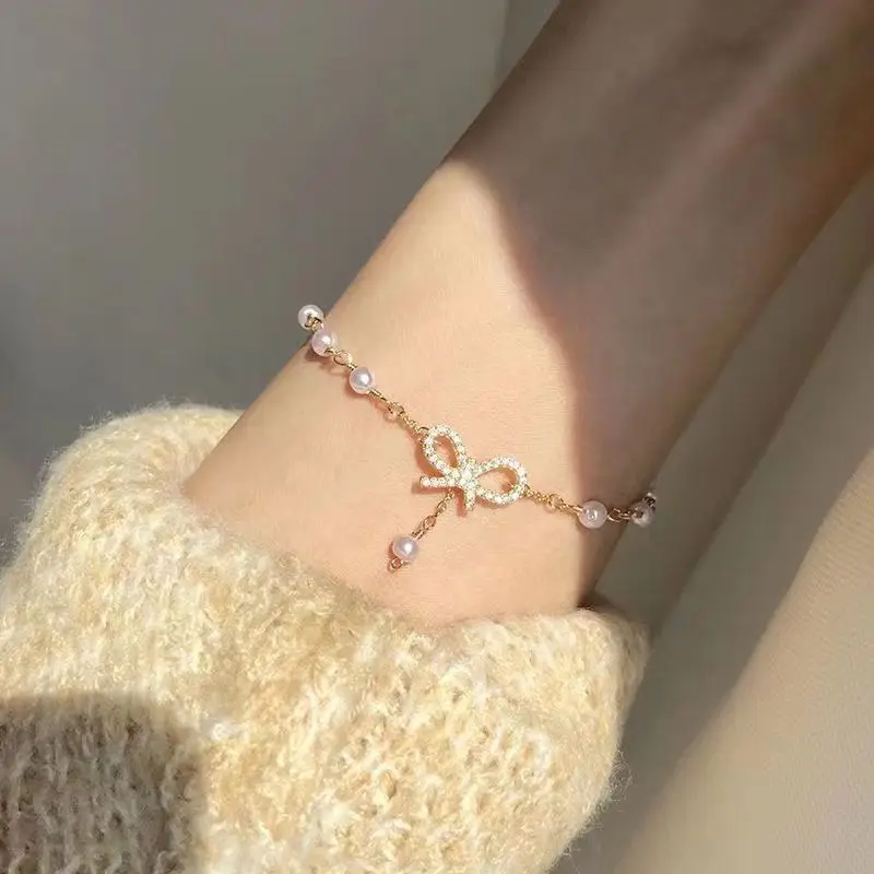 Best Sellers! Female Korean Sweet and Simple Bow Bracelet, Basic Casual Bangle