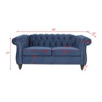 Blue Velvet 2 Seater Tufted Sofa