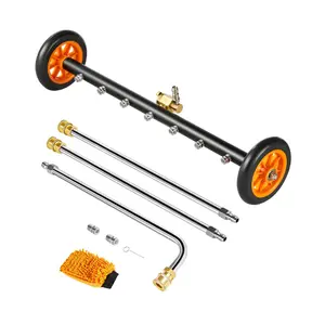 VEVOR 24 Pressure Washer Undercarriage Cleaner, Stainless Steel Surface Cleaner for Pressure Washer, 4000 Max PSI, Angle Adjustment Gear, 7 Spray Nozzles, 2 Extended Wands for Driveway, Patio, Deck