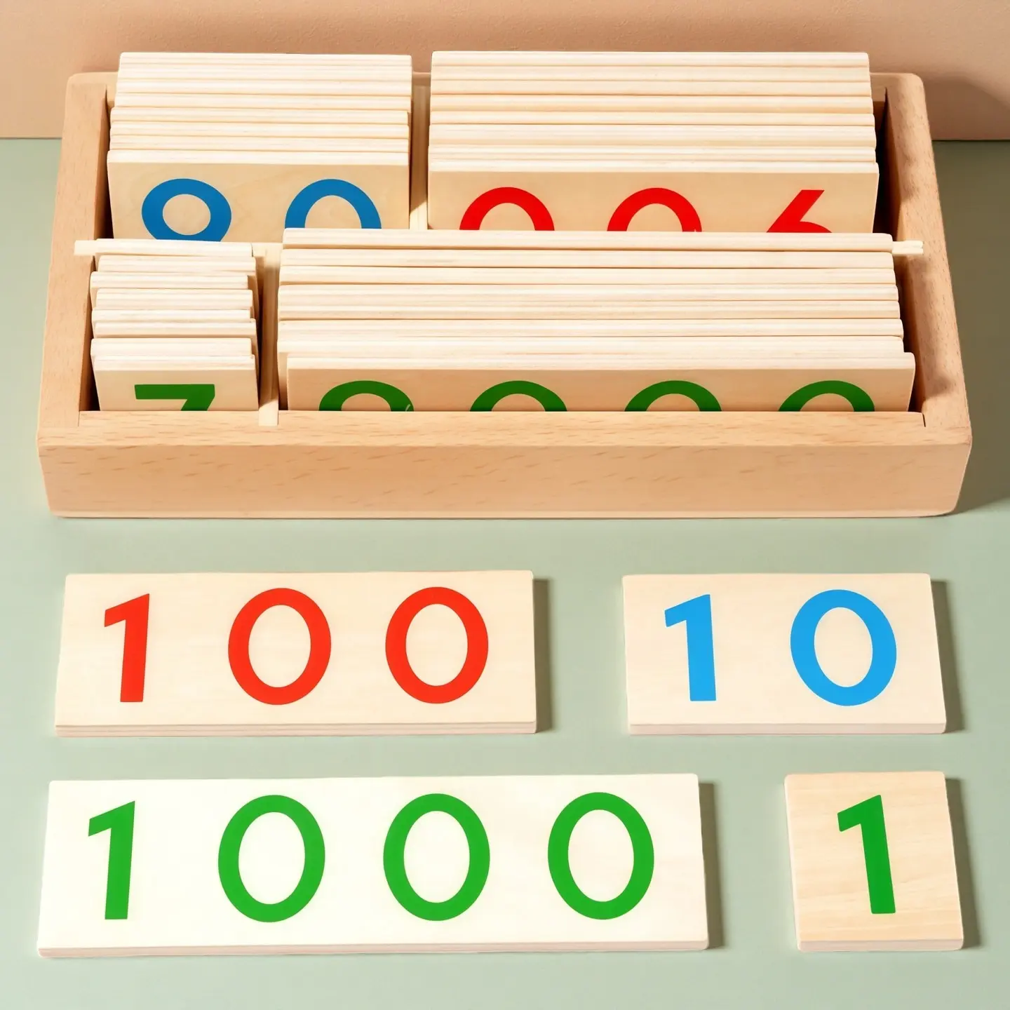 Montessori 1-9000 Number Cards, Wooden Learning Cards for Kids