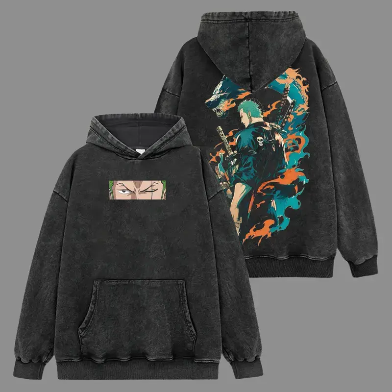 Roronoa Zoro Hoodie-Shirt Premium 100% Acid Wash, OP Fans, Anime Graphic Hoodie, Anime Fan Merch, Streetwear Hoodie Unisex Oversize Gift for Anime Lovers Oversized